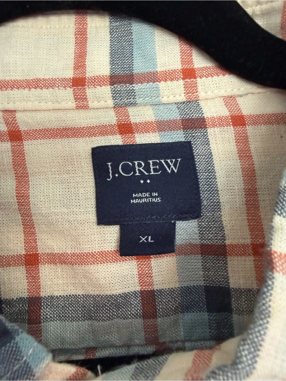 J. Crew Beige Plaid Button-Down Shirt with Blue and Red Accent Mens XL